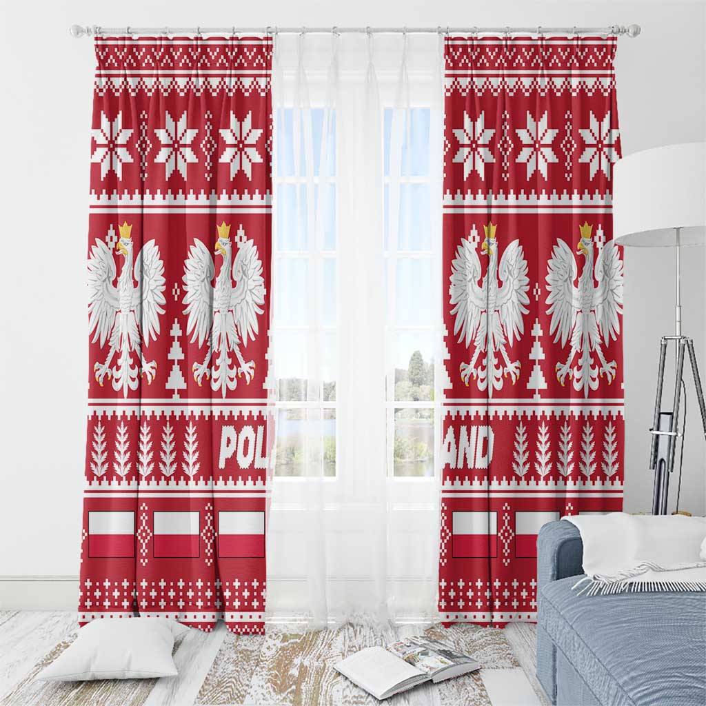 Poland Christmas Window Curtain Emblem With Flag Style - Wonder Print Shop