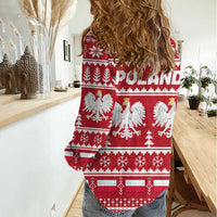 Poland Christmas Women Casual Shirt Emblem With Flag Style - Wonder Print Shop