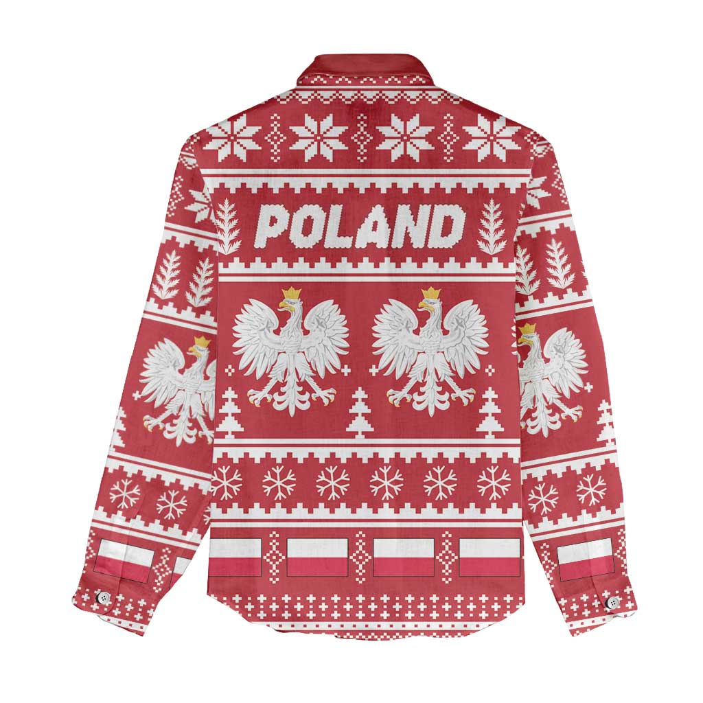 Poland Christmas Women Casual Shirt Emblem With Flag Style - Wonder Print Shop
