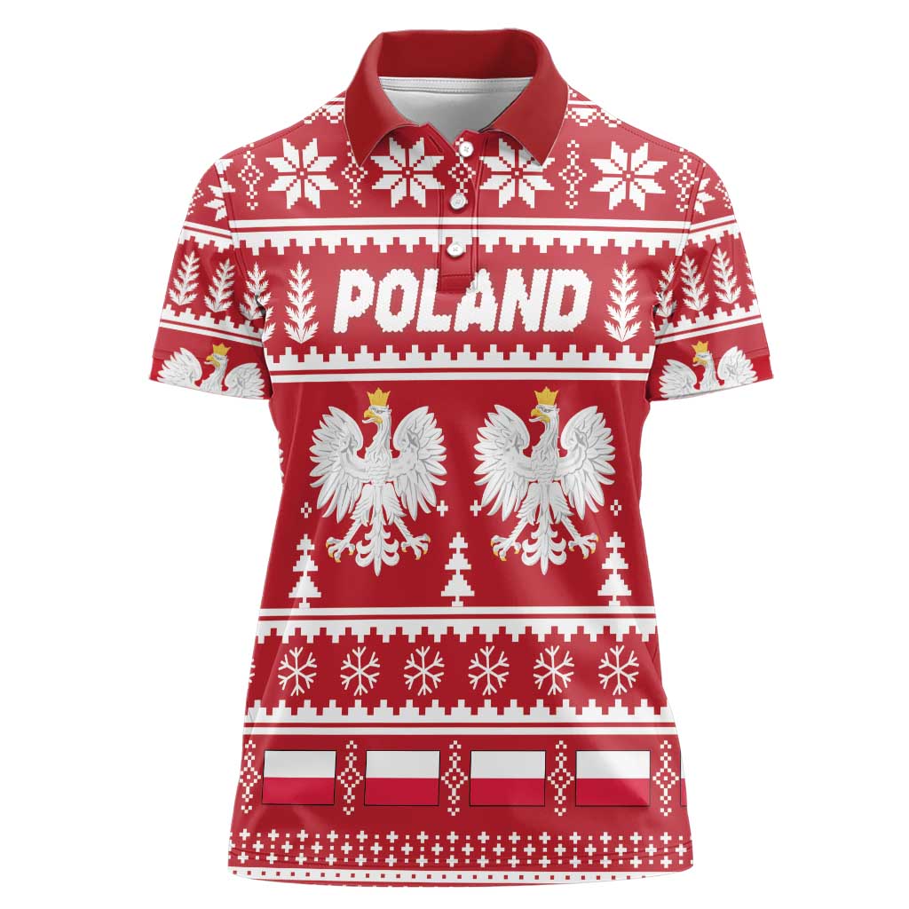 Poland Christmas Women Polo Shirt Emblem With Flag Style - Wonder Print Shop