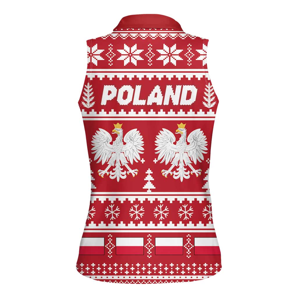 Poland Christmas Women Sleeveless Polo Shirt Emblem With Flag Style - Wonder Print Shop