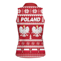 Poland Christmas Women Sleeveless Polo Shirt Emblem With Flag Style - Wonder Print Shop