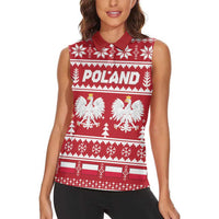 Poland Christmas Women Sleeveless Polo Shirt Emblem With Flag Style - Wonder Print Shop