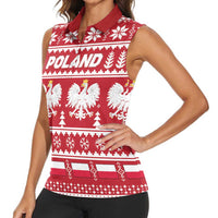 Poland Christmas Women Sleeveless Polo Shirt Emblem With Flag Style - Wonder Print Shop