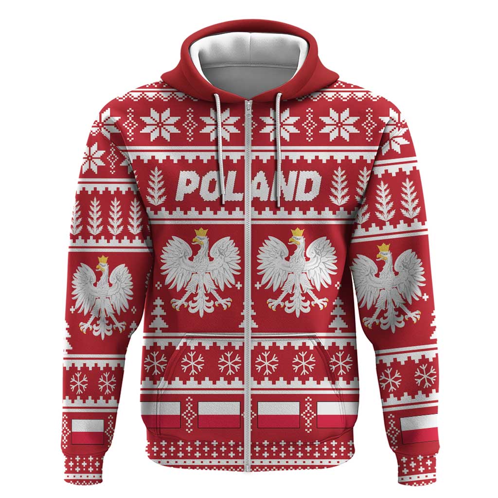 Poland Christmas Zip Hoodie Emblem With Flag Style - Wonder Print Shop