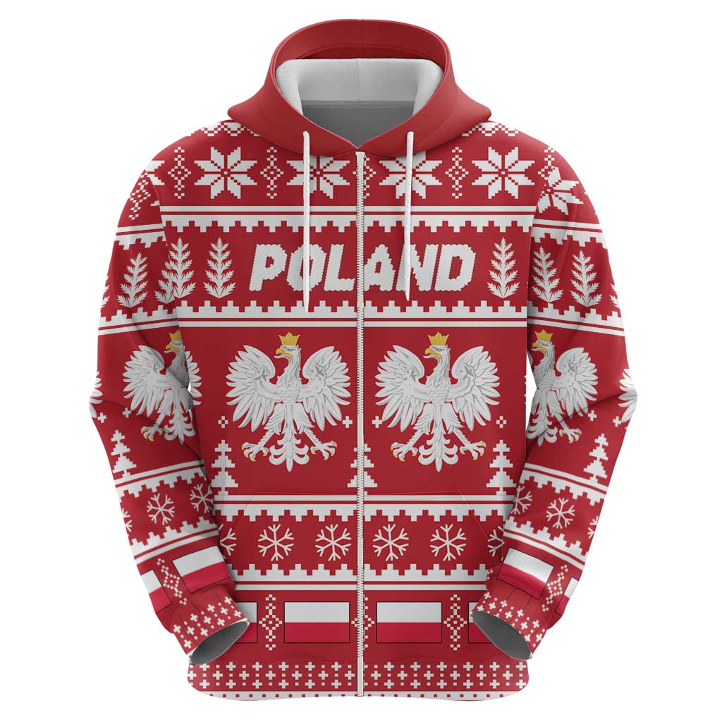 Poland Christmas Zip Hoodie Emblem With Flag Style - Wonder Print Shop