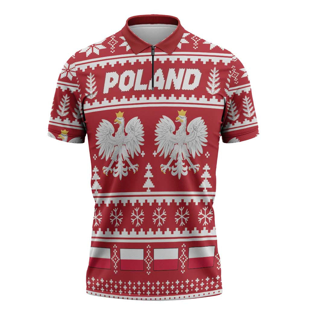 Poland Christmas Zipper Polo Shirt Emblem With Flag Style - Wonder Print Shop