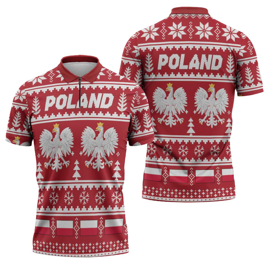 Poland Christmas Zipper Polo Shirt Emblem With Flag Style - Wonder Print Shop