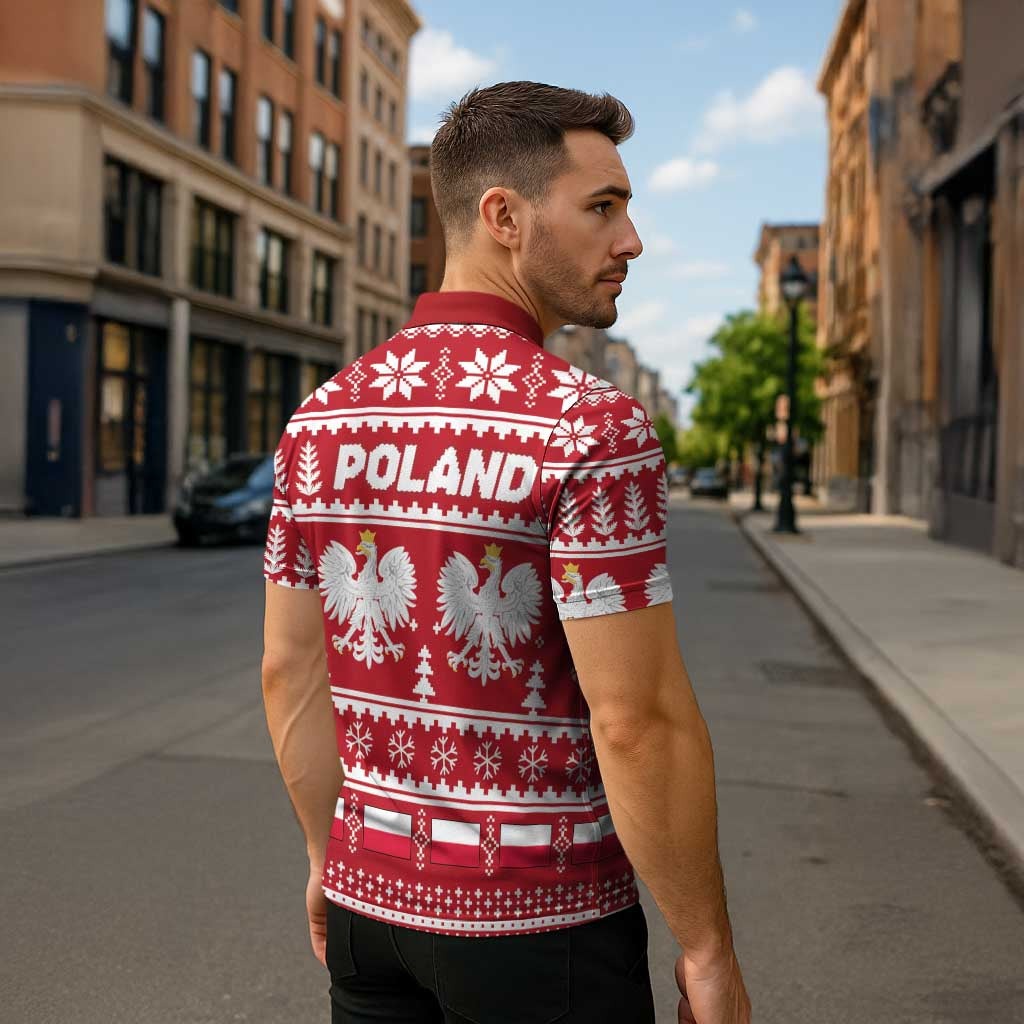 Poland Christmas Zipper Polo Shirt Emblem With Flag Style - Wonder Print Shop