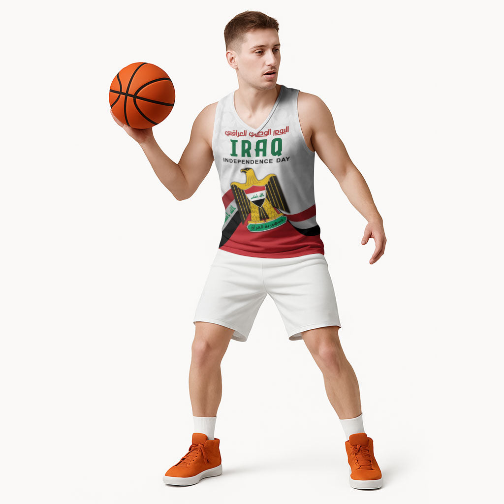 Iraq Independence Day Basketball Jersey Coat Of Arms With Flag Style
