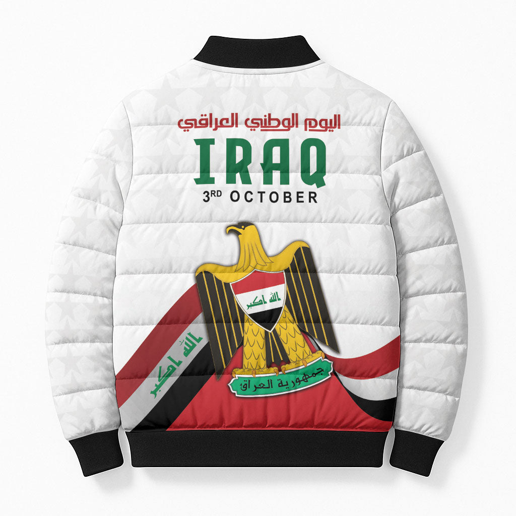Iraq Independence Day Bomber Puffer Jacket Coat Of Arms With Flag Style
