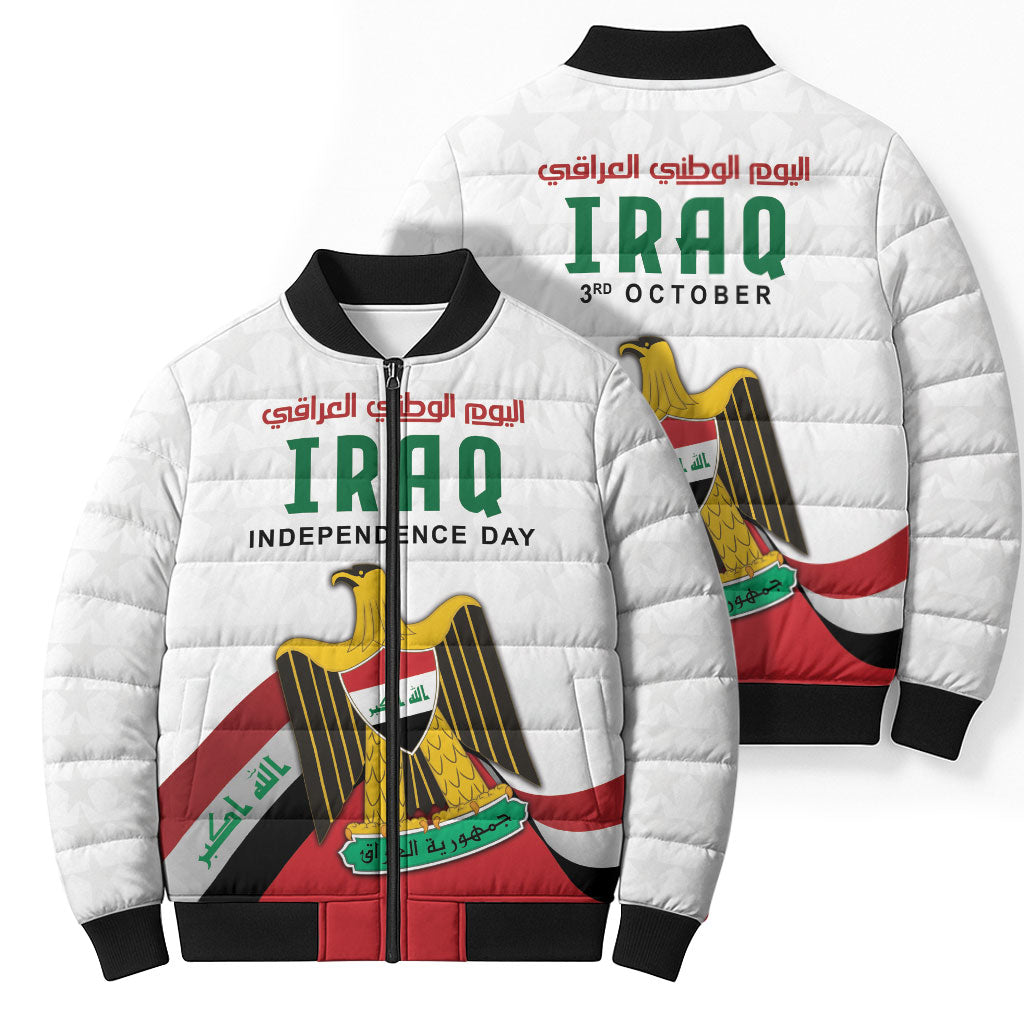 Iraq Independence Day Bomber Puffer Jacket Coat Of Arms With Flag Style