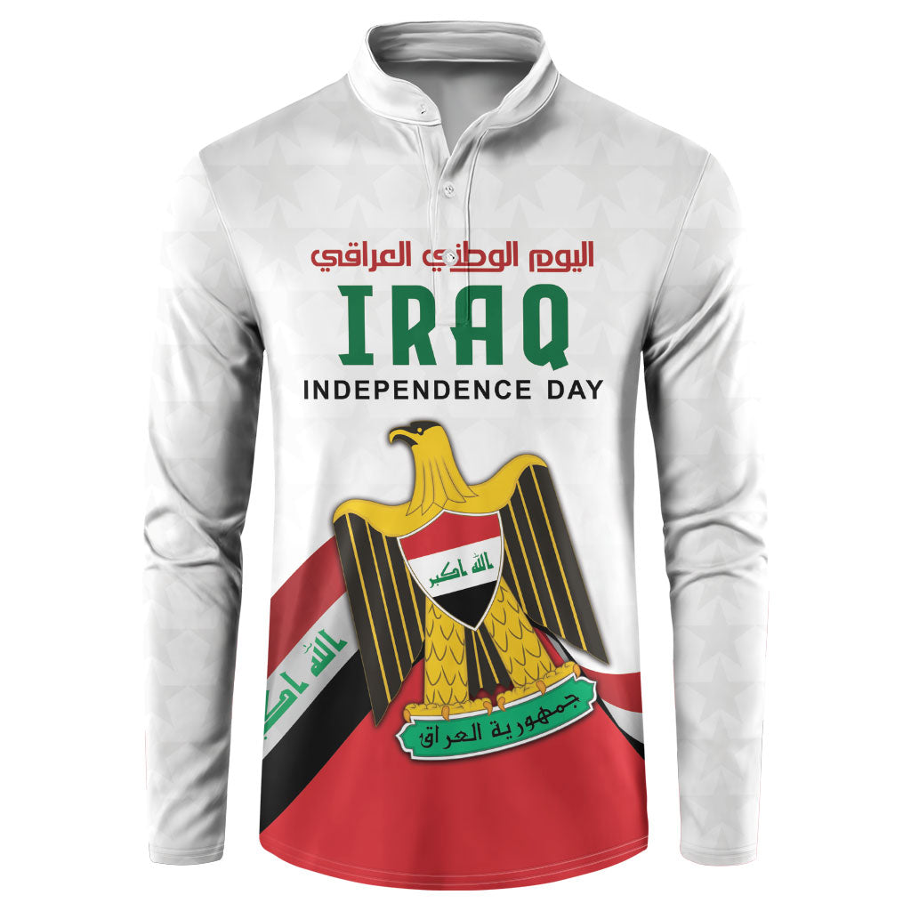 Iraq Independence Day Button Sweatshirt Coat Of Arms With Flag Style
