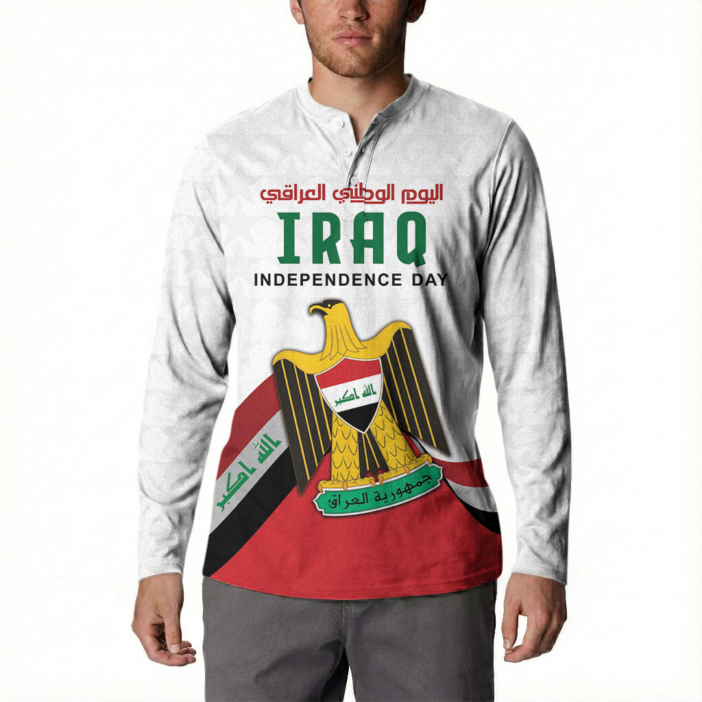 Iraq Independence Day Button Sweatshirt Coat Of Arms With Flag Style