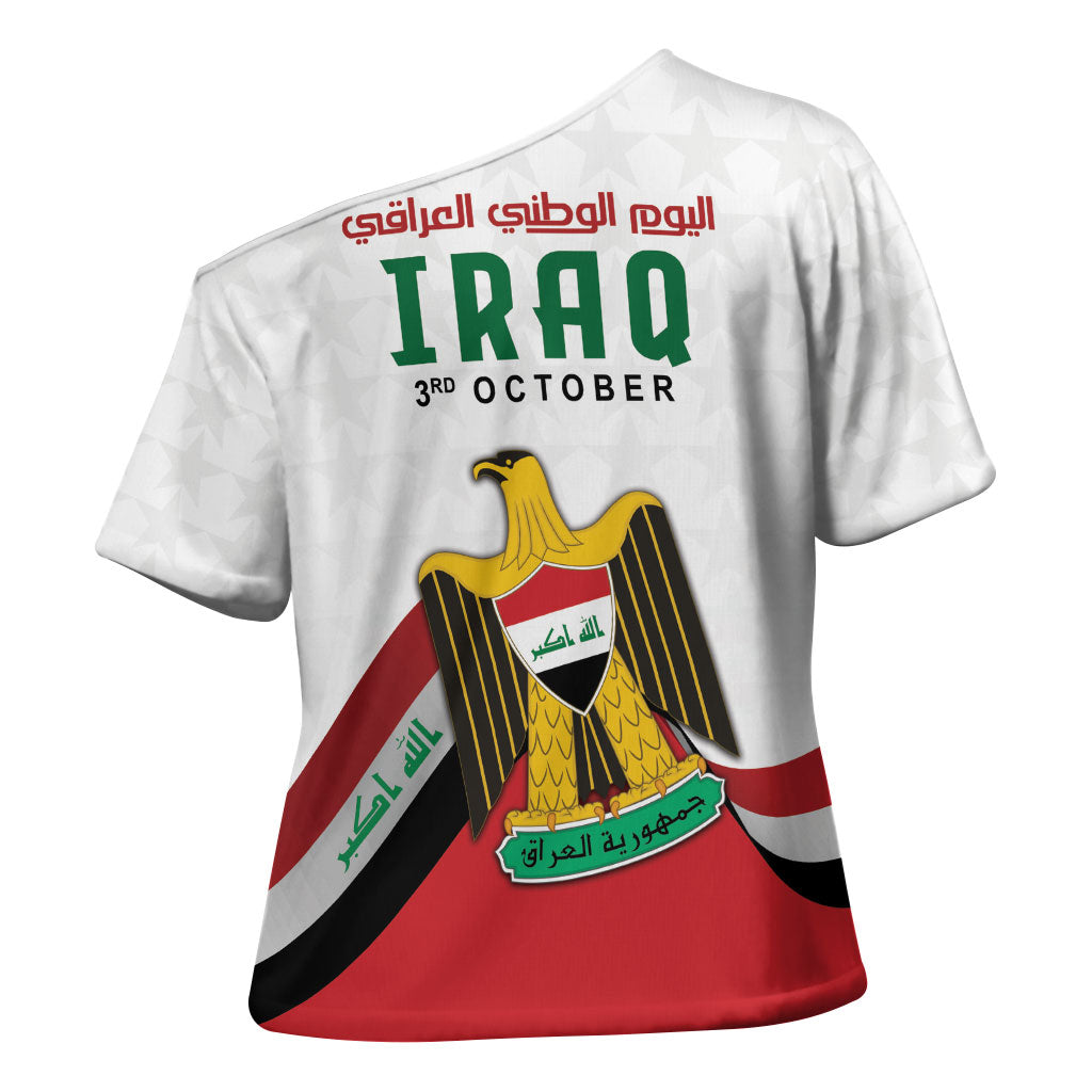 Iraq Independence Day Cross Shoulder Shirt Coat Of Arms With Flag Style