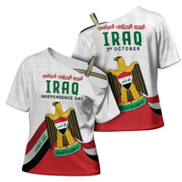 Iraq Independence Day Cross Shoulder Shirt Coat Of Arms With Flag Style