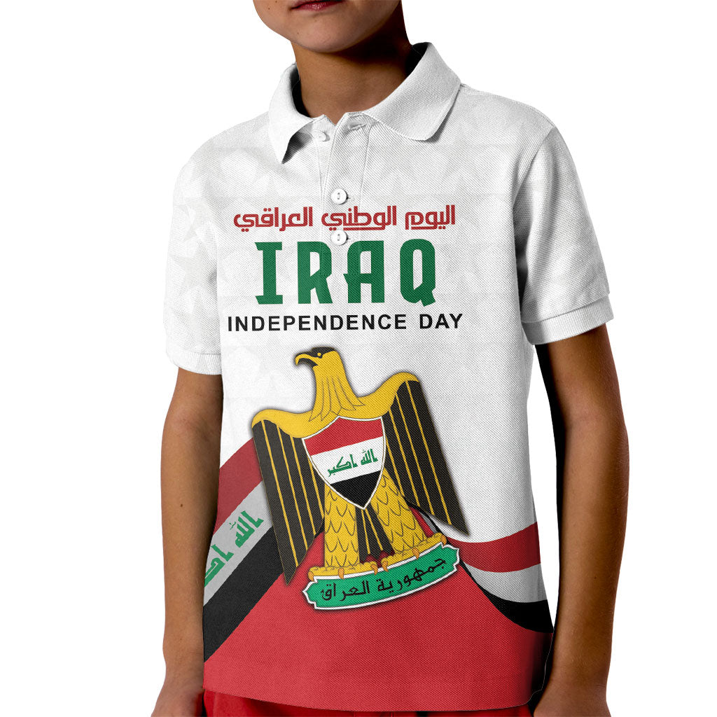 Iraq Independence Day Kid Polo Shirt Coat Of Arms With Flag Style