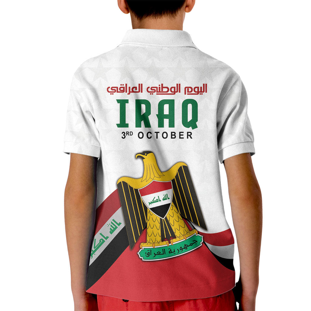 Iraq Independence Day Kid Polo Shirt Coat Of Arms With Flag Style