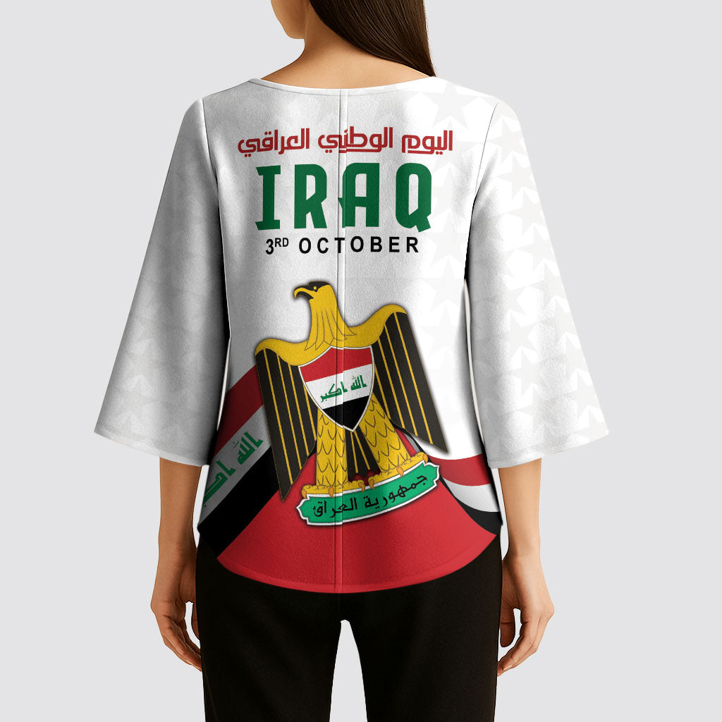 Iraq Independence Day Kimono Sleeve Blouse Coat Of Arms With Flag Style