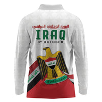Iraq Independence Day Long Sleeve Polo Shirt Coat Of Arms With Flag Style