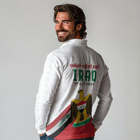 Iraq Independence Day Long Sleeve Polo Shirt Coat Of Arms With Flag Style