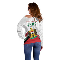 Iraq Independence Day Off Shoulder Sweater Coat Of Arms With Flag Style