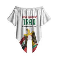 Iraq Independence Day Off Shoulder Wrap Waist Top Coat Of Arms With Flag Style