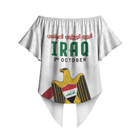 Iraq Independence Day Off Shoulder Wrap Waist Top Coat Of Arms With Flag Style