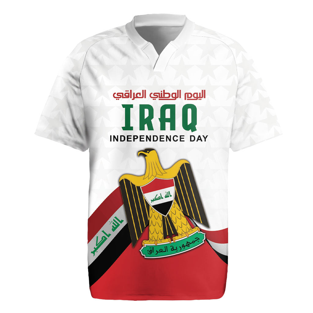 Iraq Independence Day Rugby Jersey Coat Of Arms With Flag Style