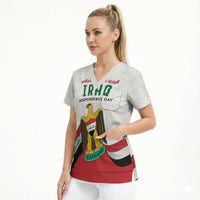 Iraq Independence Day Scrub Top Coat Of Arms With Flag Style