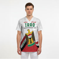 Iraq Independence Day Scrub Top Coat Of Arms With Flag Style