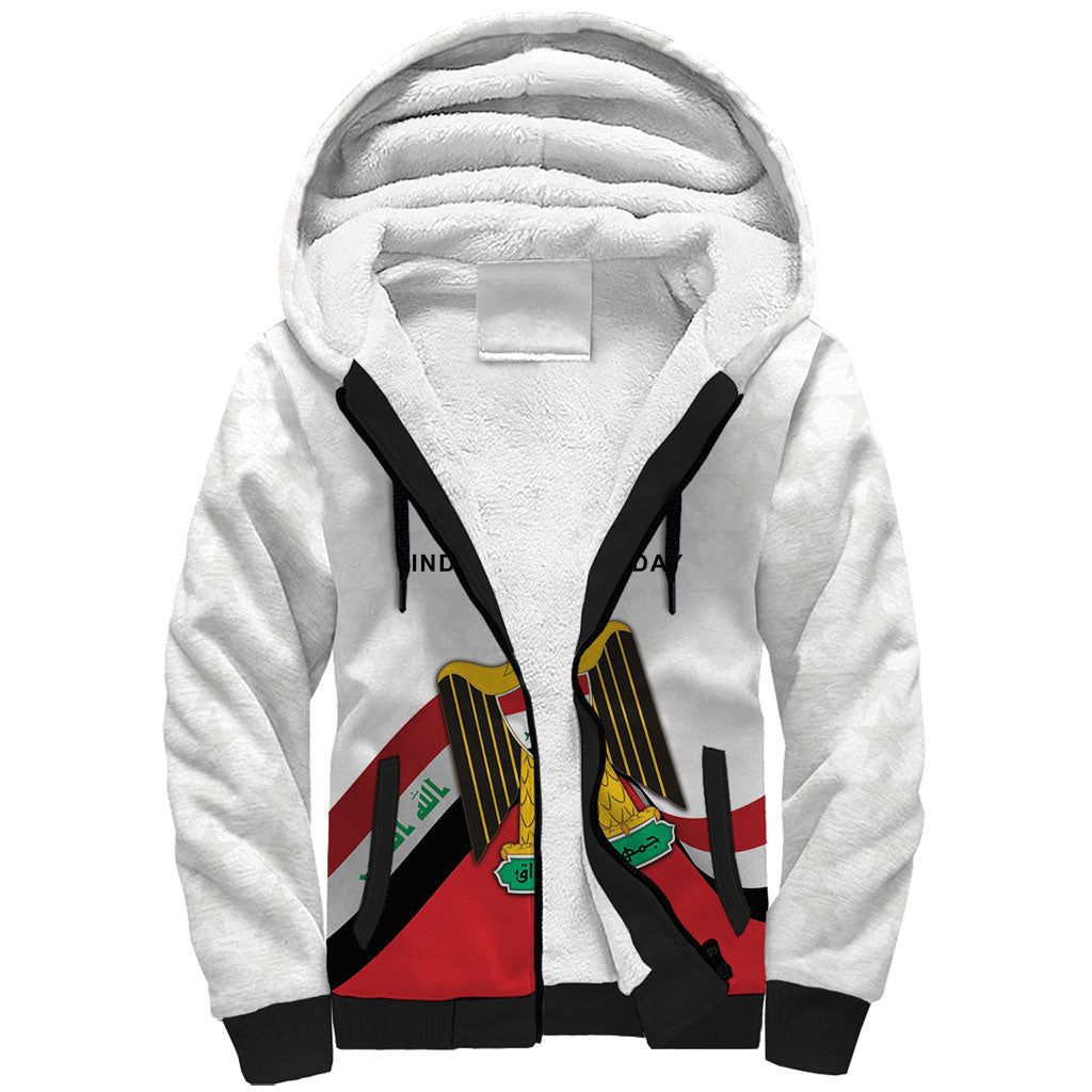 Iraq Independence Day Sherpa Hoodie Coat Of Arms With Flag Style