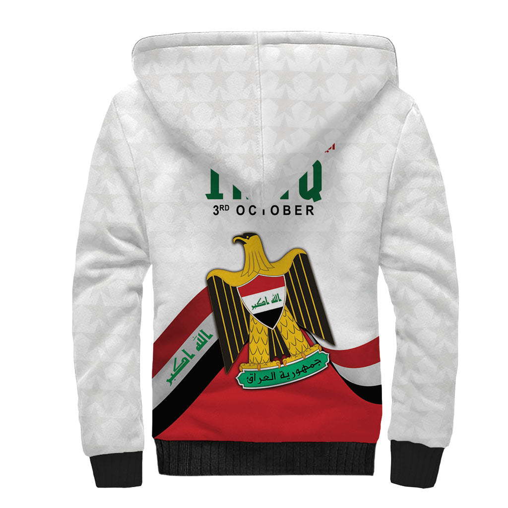 Iraq Independence Day Sherpa Hoodie Coat Of Arms With Flag Style