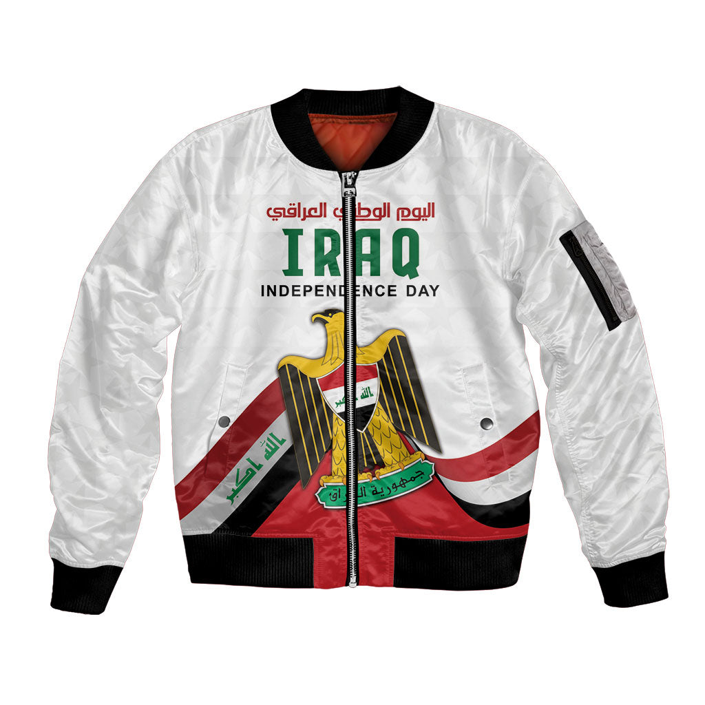 Iraq Independence Day Sleeve Zip Bomber Jacket Coat Of Arms With Flag Style