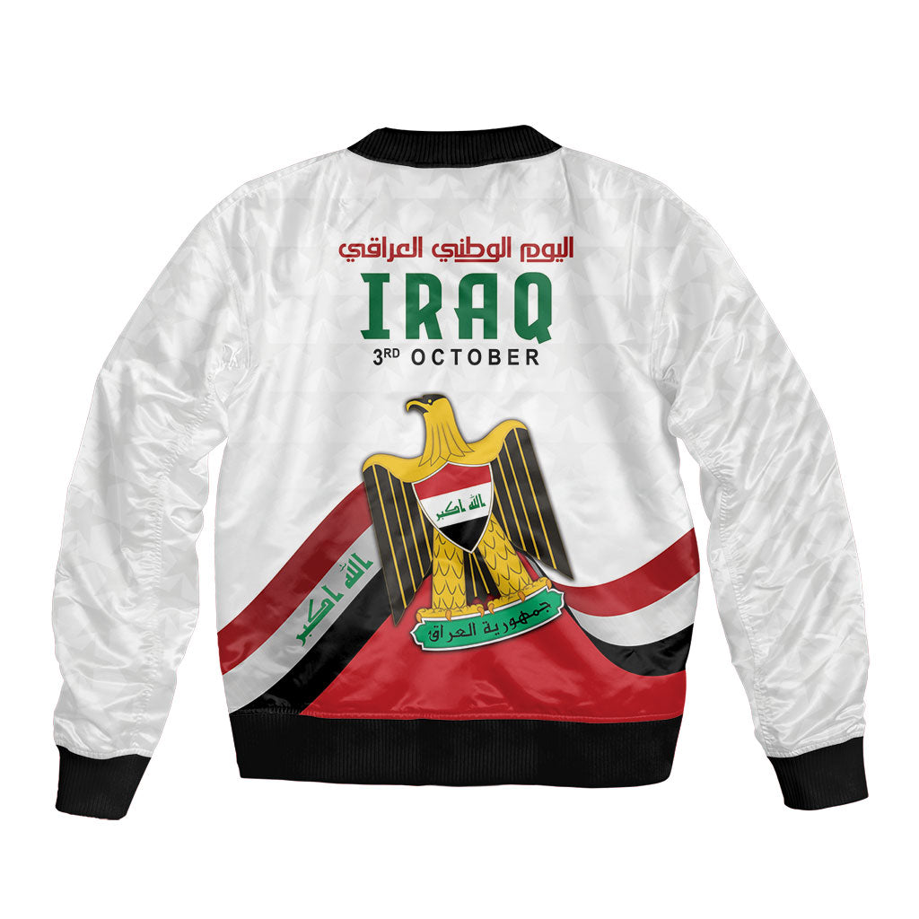 Iraq Independence Day Sleeve Zip Bomber Jacket Coat Of Arms With Flag Style