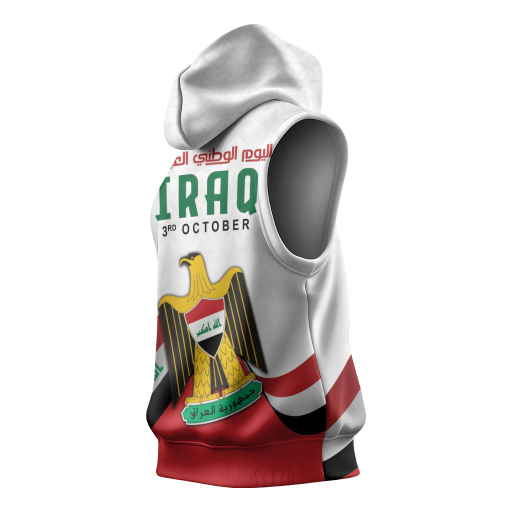 Iraq Independence Day Sleeveless Hoodie Coat Of Arms With Flag Style