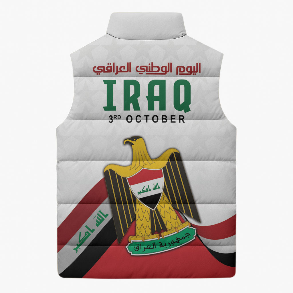 Iraq Independence Day Sleeveless Puffer Jacket Coat Of Arms With Flag Style