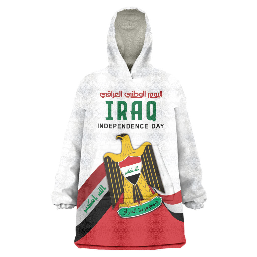 Iraq Independence Day Wearable Blanket Hoodie Coat Of Arms With Flag Style