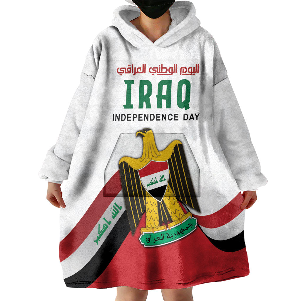 Iraq Independence Day Wearable Blanket Hoodie Coat Of Arms With Flag Style