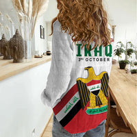 Iraq Independence Day Women Casual Shirt Coat Of Arms With Flag Style