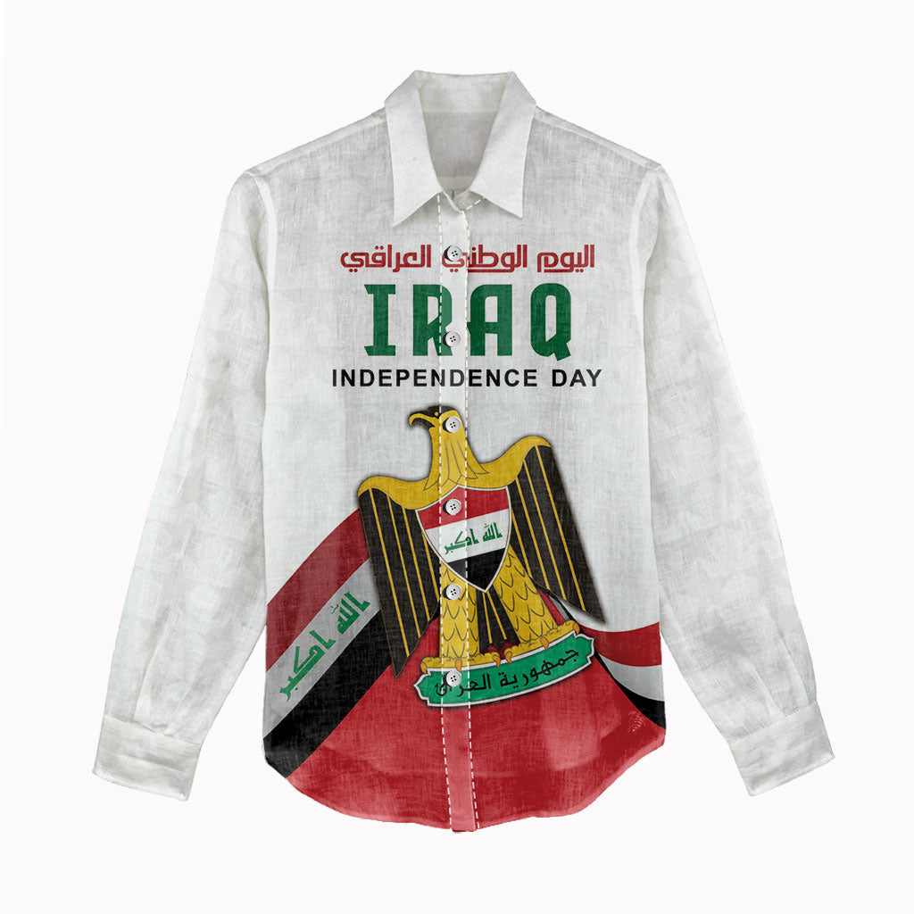 Iraq Independence Day Women Casual Shirt Coat Of Arms With Flag Style