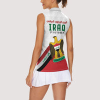 Iraq Independence Day Women Sleeveless Polo Shirt Coat Of Arms With Flag Style