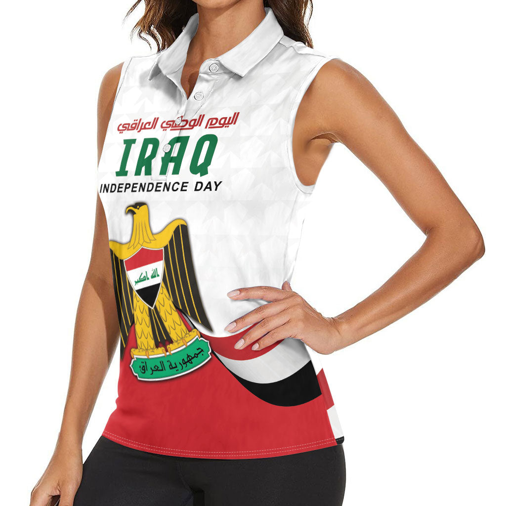 Iraq Independence Day Women Sleeveless Polo Shirt Coat Of Arms With Flag Style