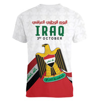 Iraq Independence Day Women V-Neck T-Shirt Coat Of Arms With Flag Style
