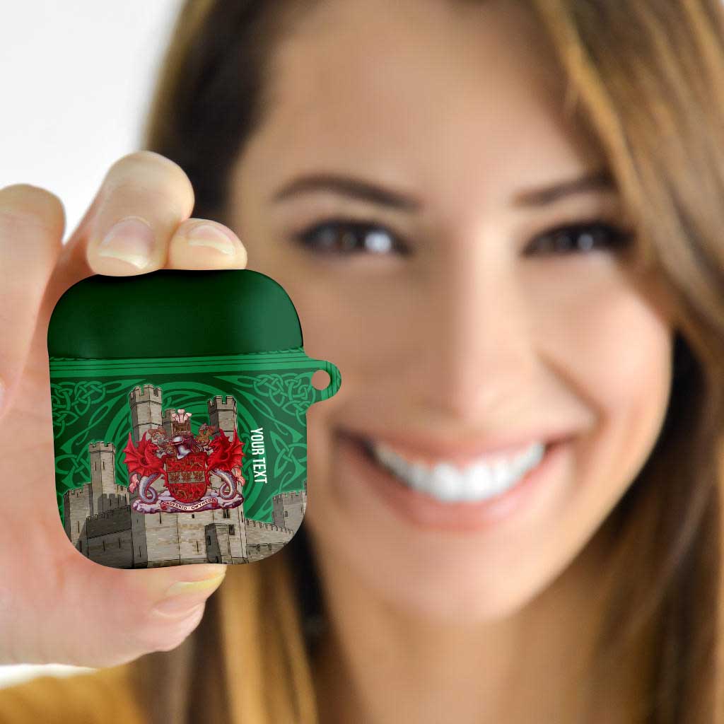 Personalized Caernarfonshire Wales AirPods Case Caernarfon Castle and Emblem Celtic Style - Wonder Print Shop