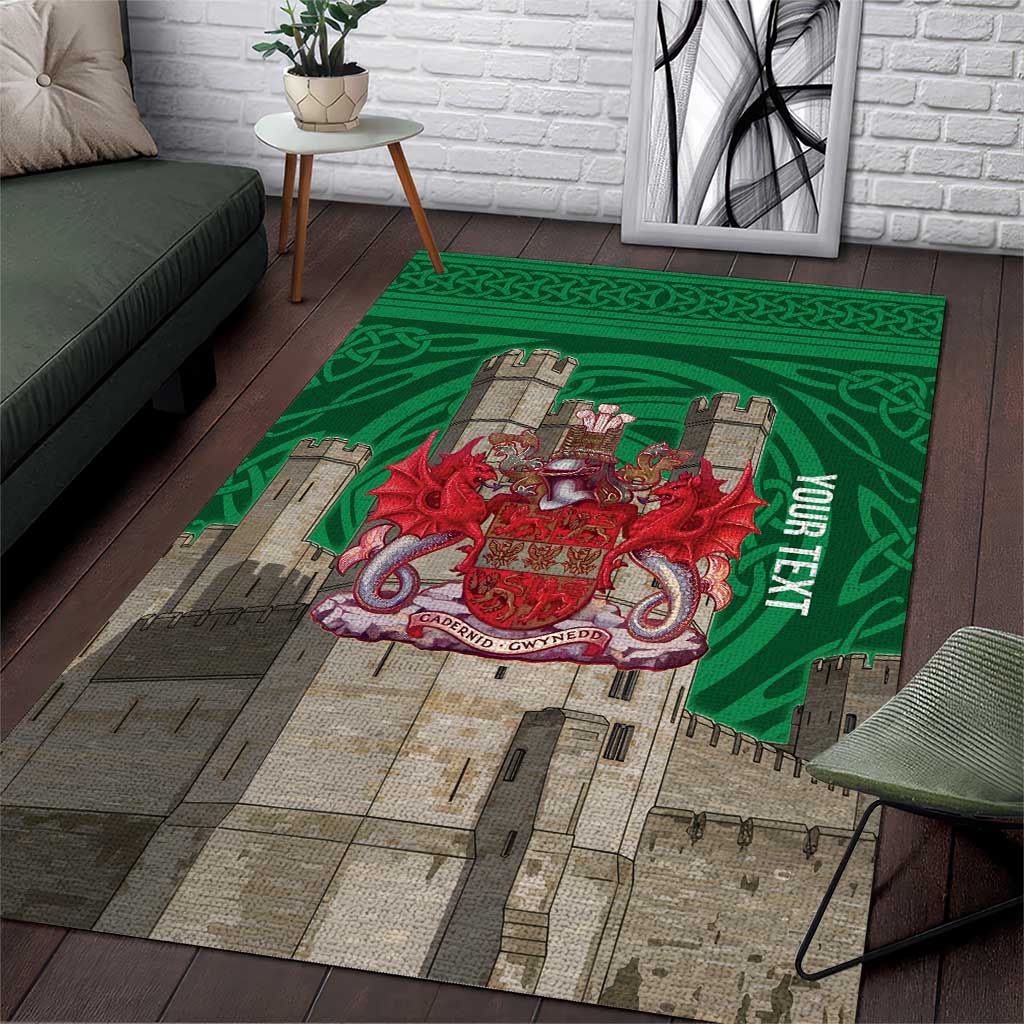 Personalized Caernarfonshire Wales Area Rug Caernarfon Castle and Emblem Celtic Style - Wonder Print Shop