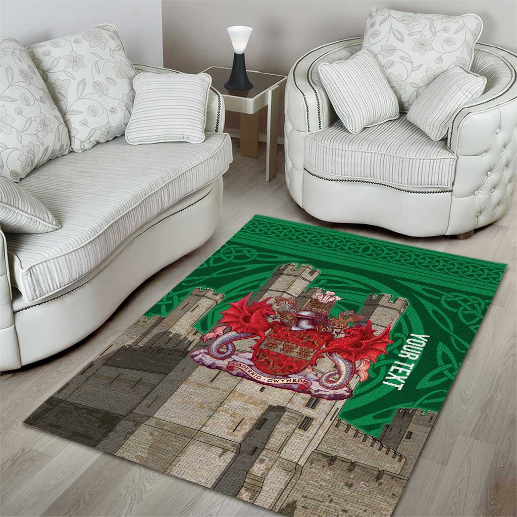 Personalized Caernarfonshire Wales Area Rug Caernarfon Castle and Emblem Celtic Style - Wonder Print Shop