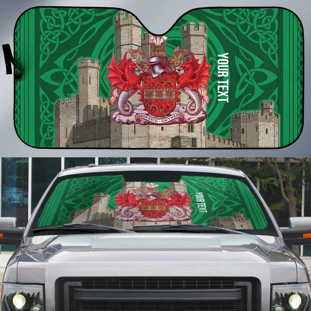 Personalized Caernarfonshire Wales Auto Sun Shade Caernarfon Castle and Emblem Celtic Style - Wonder Print Shop