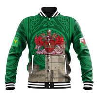 Personalized Caernarfonshire Wales Baseball Jacket Caernarfon Castle and Emblem Celtic Style - Wonder Print Shop