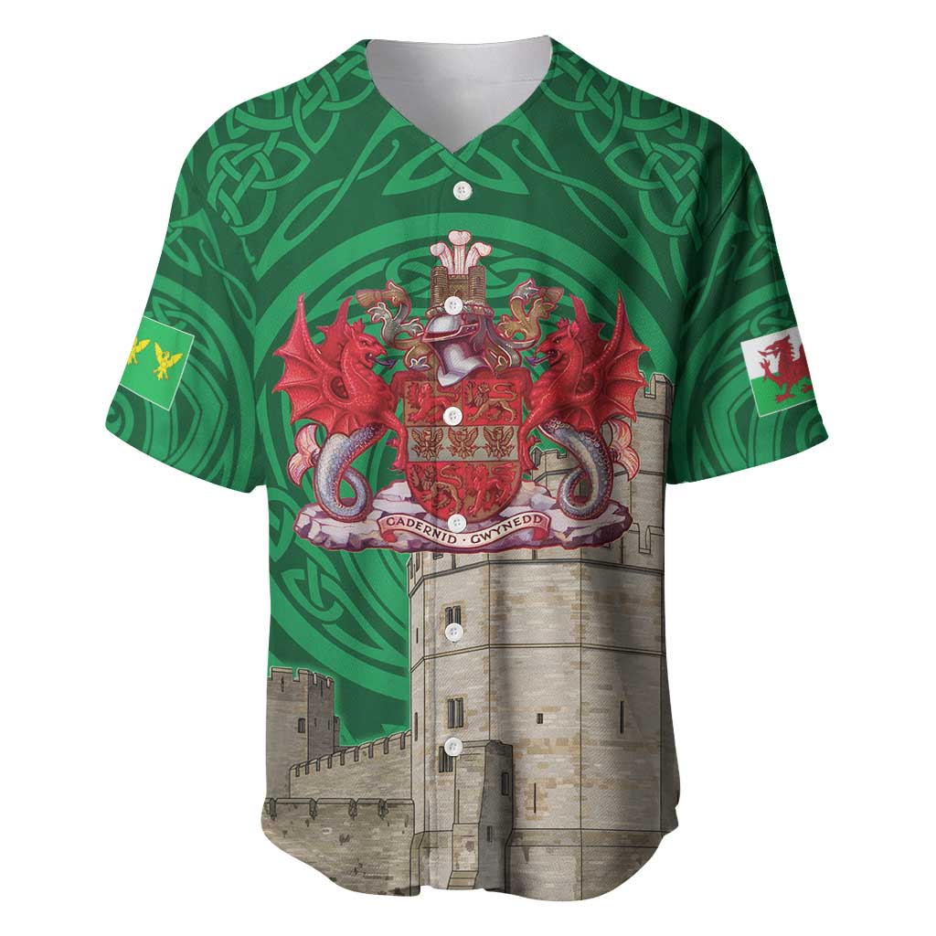 Personalized Caernarfonshire Wales Baseball Jersey Caernarfon Castle and Emblem Celtic Style - Wonder Print Shop